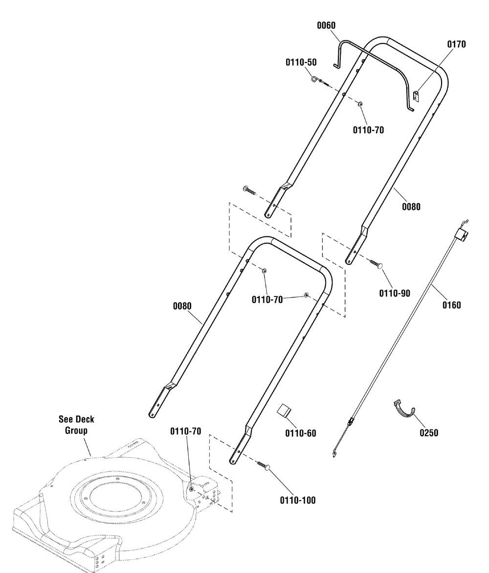 Handle Group (7800902hndls Diagram and Parts List for 7800902-CD2045FC,450SERIES 2012 Briggs and Stratton Lawn Mower